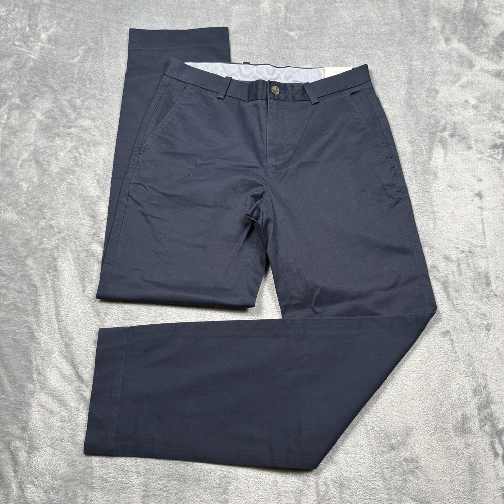 Brooks Brothers Chino Pants Mens 32x32 Navy Blue Clark Fit Cotton Stretch NWT